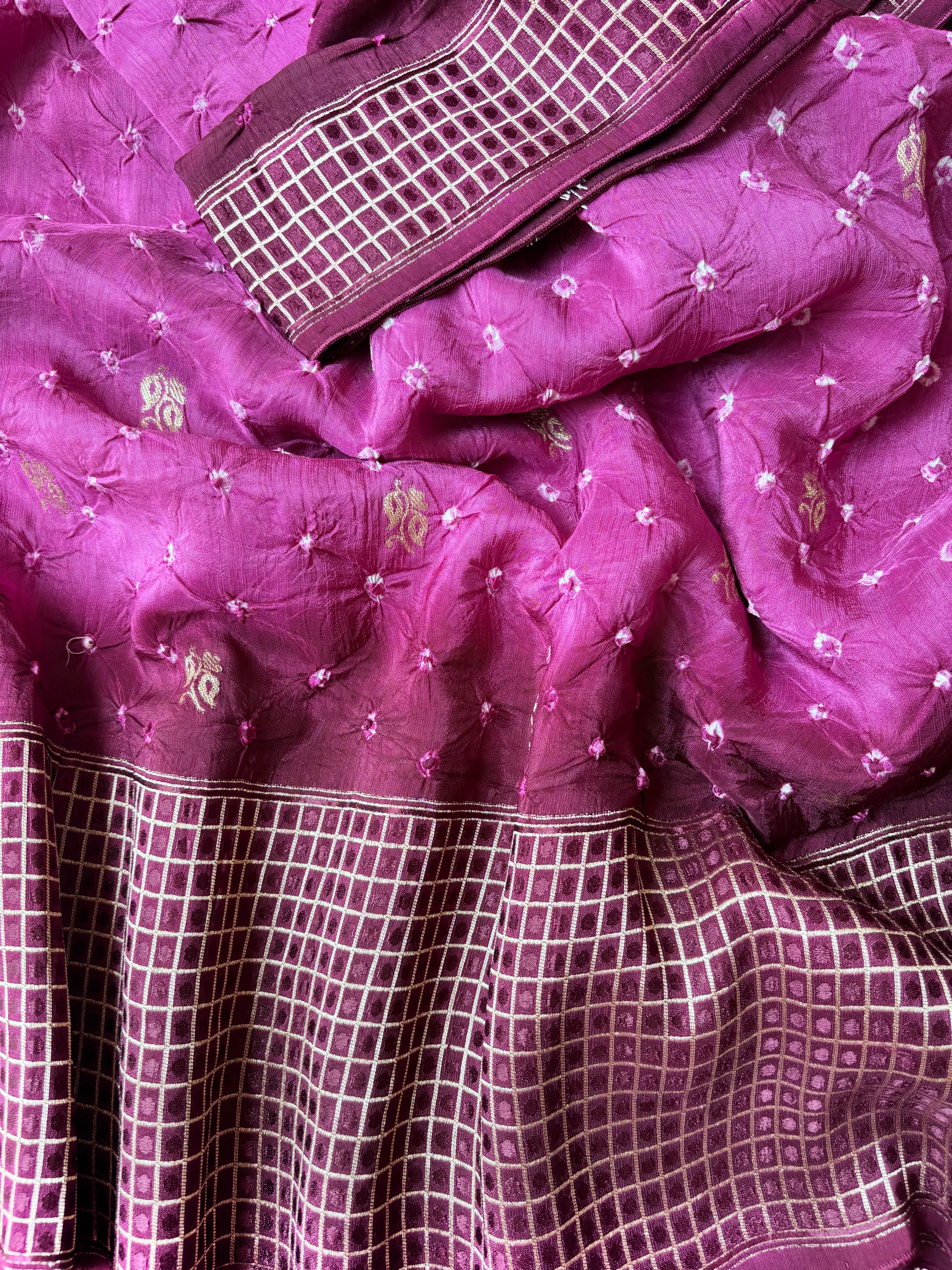 Magenta Bandhini Saree